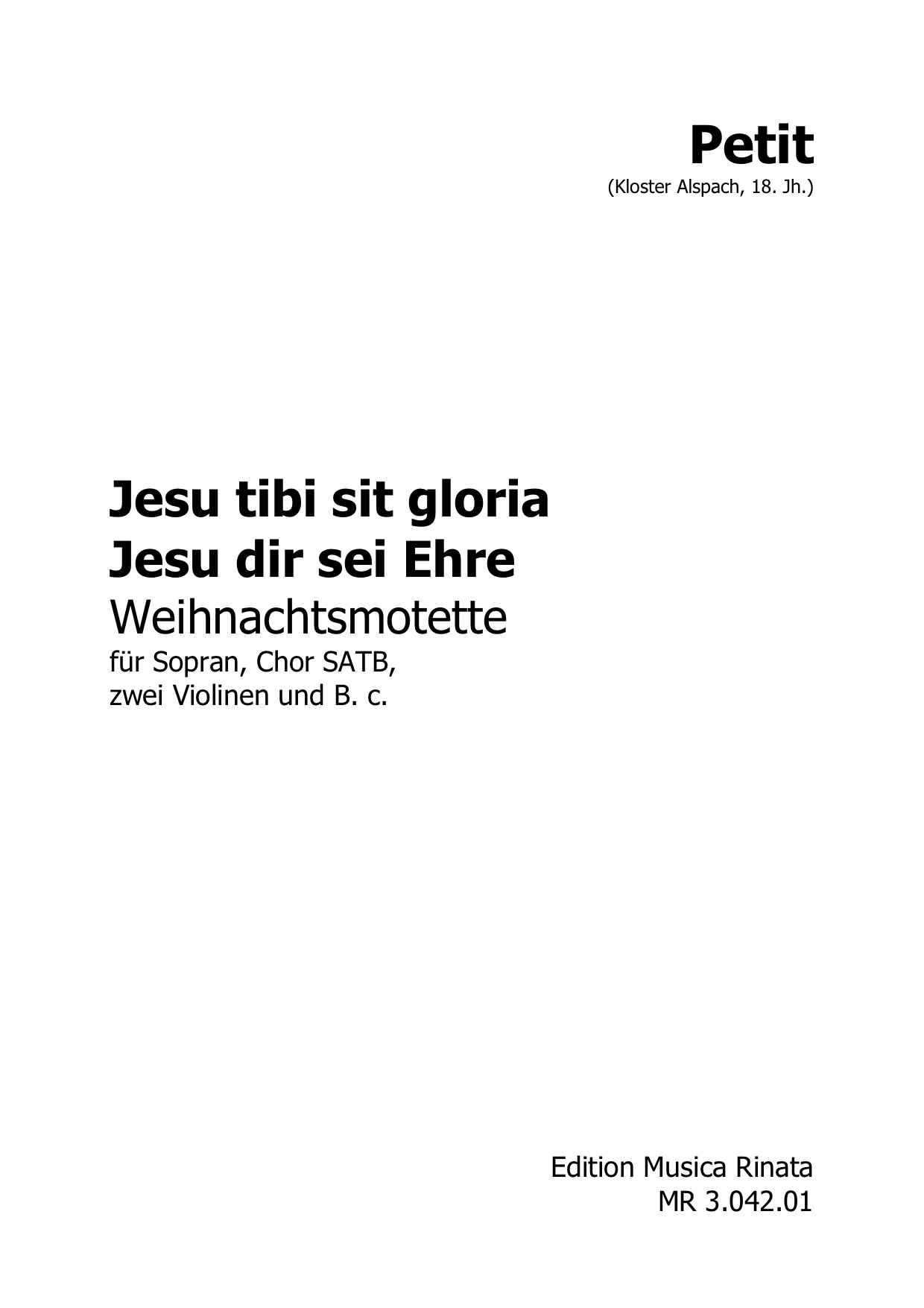 Jesu, dir sei Ehre / Jesu, tibi sit gloria (PART)